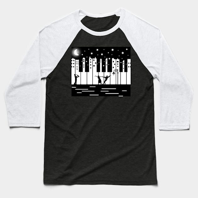 Piano City Baseball T-Shirt by imphavok